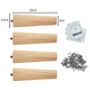 4 PCS Solid Wood Legs Beech Pine Poplar Table Legs DIY with Fixing Plates Screws