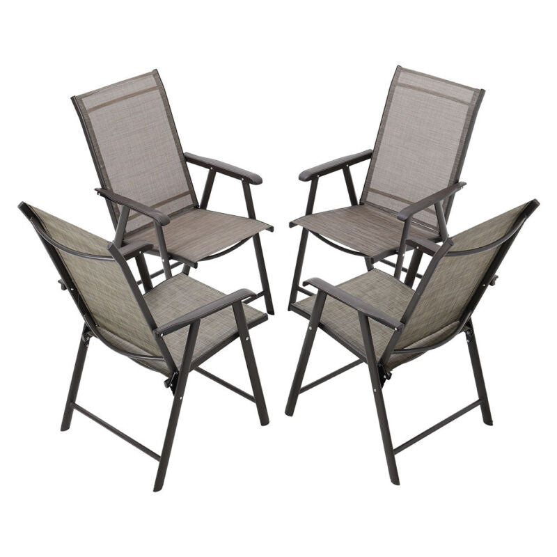 Glass Table & Chairs Set Garden Parasol Patio Coffee Table with Folding Chair UK