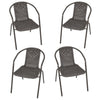 Round Brown Garden Furniture Set 105cm Dining Table Stacking Chairs Cafe Bistro
