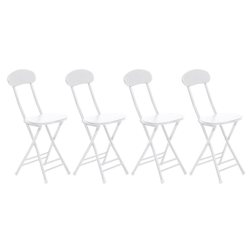 2/4x Small Dining Chair Foldable Wood Metal Kitchen Dinner Seat Space Saving