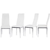 White Dinner Table&Chair Set Chrome Glass Dining Table or Faux Leather Chairs UK