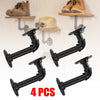 4Pcs Pipe Shelf Brackets Industrial Iron Rustic Wall Floating Shelves Supports
