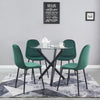 4x Velvet PU Leather Dining Chairs&Round Tempered Glass Dining Table Dining Set