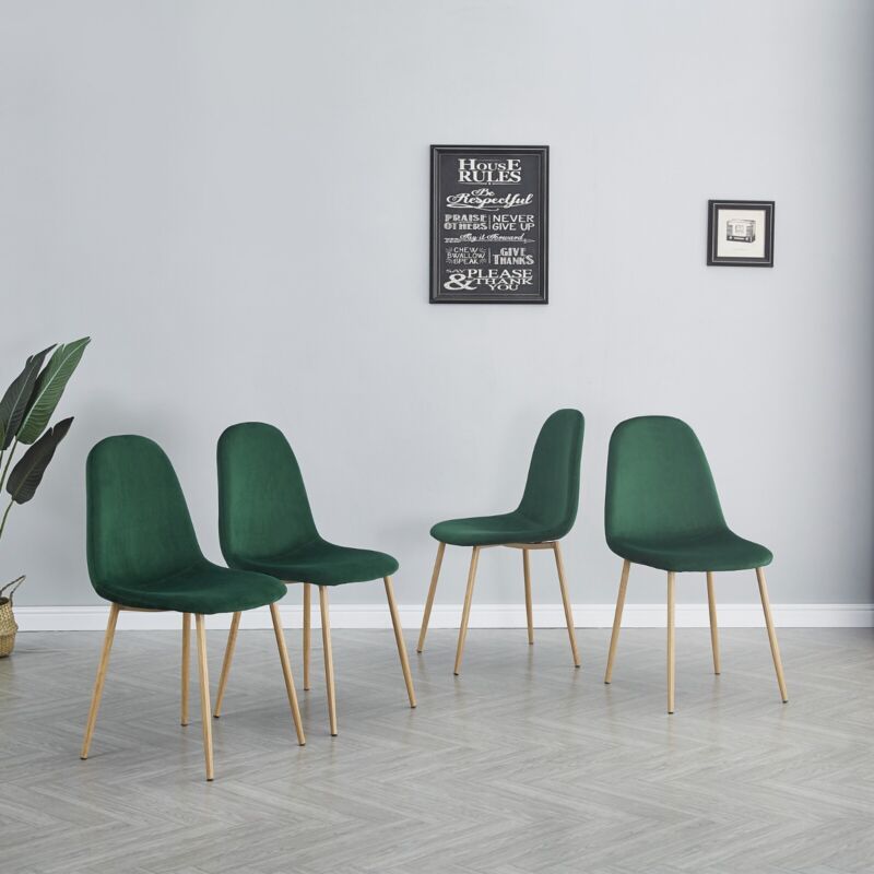 2/4/6pcs Faux Leather Velvet Fabric Dining Chairs Metal Chromed Legs Dining Room