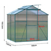 4-10ft Aluminium Greenhouse with/Door Window Galvanized Base Polycarbonate Panel