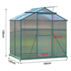 4-10ft Aluminium Greenhouse with/Door Window Galvanized Base Polycarbonate Panel