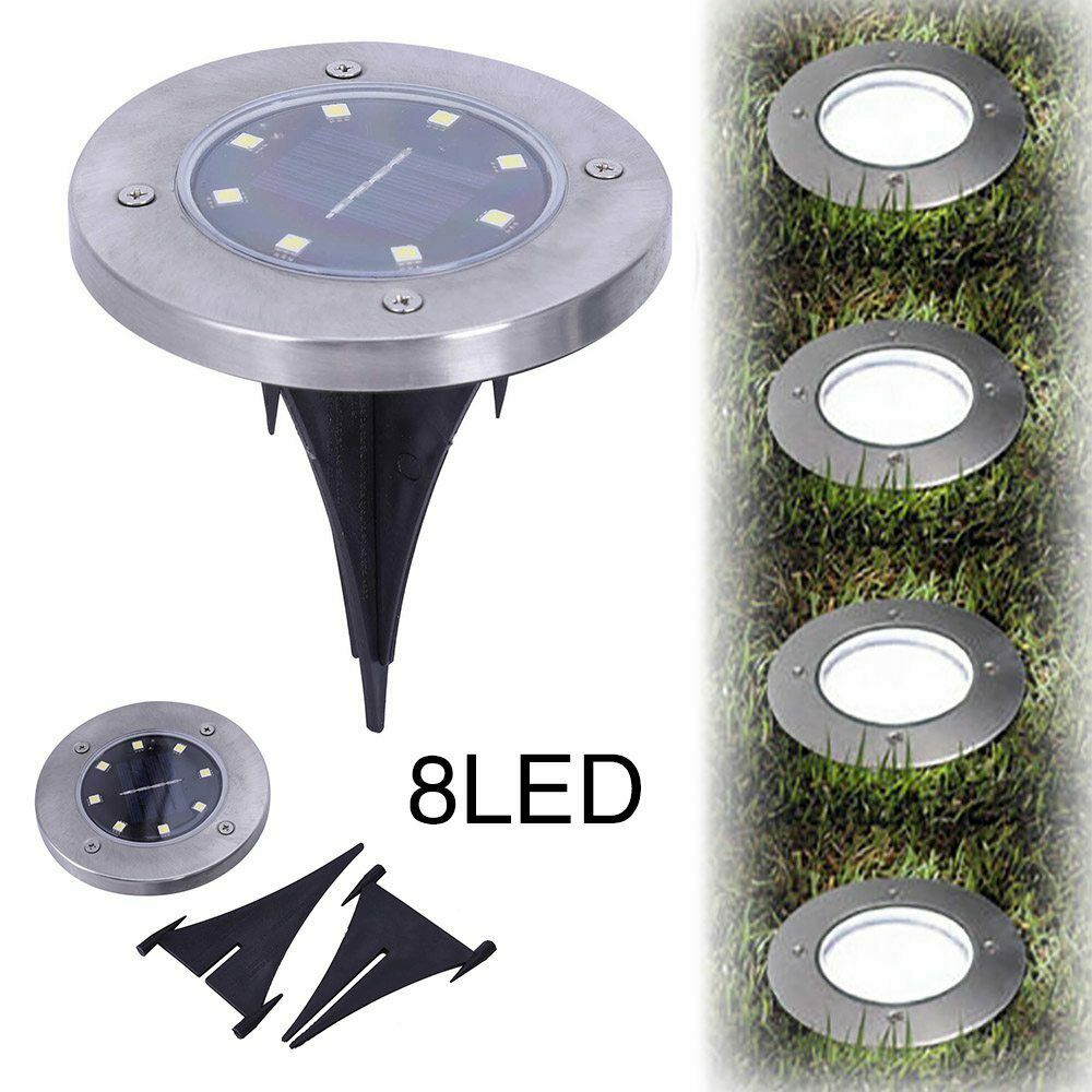 10 x Solar Powered Stainless Steel Led Post Stake Lights Garden Patio Outdoor UK