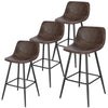 1/2/4x PU Leather Bar Stool High Counter Breakfast Chair with Backrest Barstool