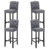 2/4x Bar Stools Linen High Counter Chair Pub Kitchen Breakfast Barstool Wood Leg