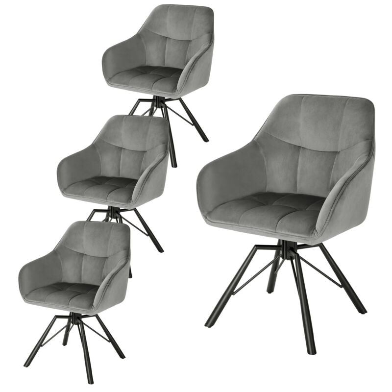 1/2/4/6x Velvet Padded Dining Chair w/ Backrest Swivel Kitchen Lounge Armchair