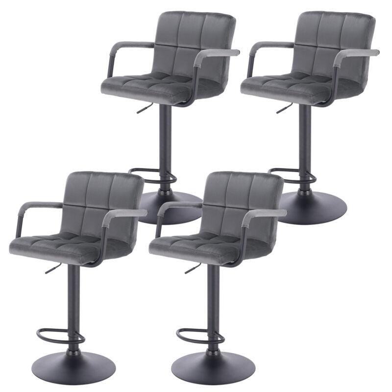 1/2/4x Breakfast Bar Stool Velvet Padded Gas Lift Swivel Stool w/ Backrest Cafe