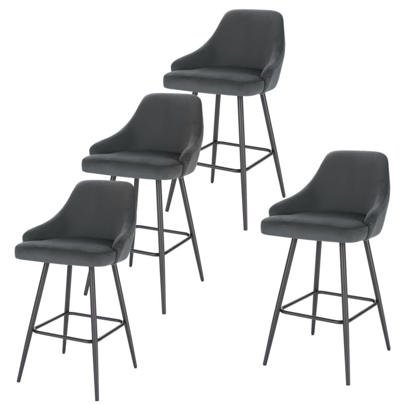 1/2/4x Bar Stool Velvet Padded High Counter Chair Backrest Barstool Pub Kitchen