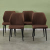 2/4/6pcs Dining Chairs Set Faux Leather Seat Back Metal Legs Kitchen Chair