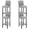 2/4x Bar Stools Linen High Counter Chair Pub Kitchen Breakfast Barstool Wood Leg