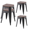Tolix Metal Barstool Table Set Wooden Seat 2/4pcs Chairs Retro Bistro Restaurant