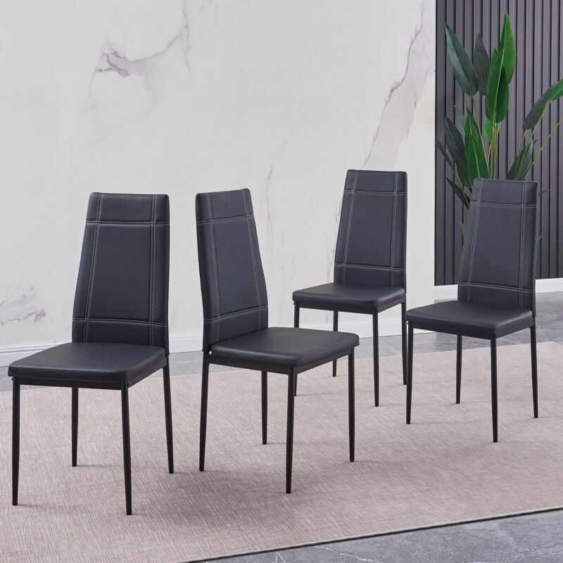 2/4/6pcs Faux Leather Velvet Fabric Dining Chairs Metal Chromed Legs Dining Room