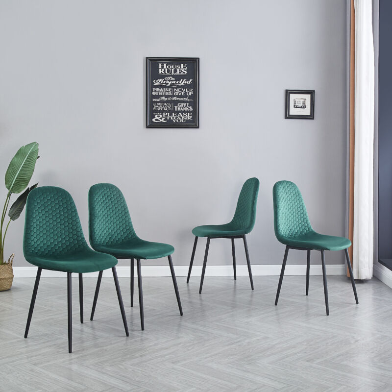 2/4/6pcs Faux Leather Velvet Fabric Dining Chairs Metal Chromed Legs Dining Room