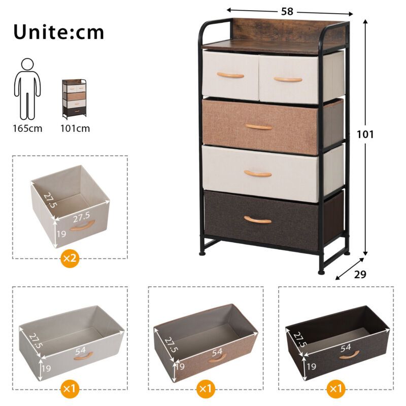 Fabric Chest of Drawers 7 Drawer Dresser Storage Cabinet Stand Bedroom Furniture