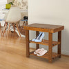 3-tier Shoe Rack Footstool Storage Shelf Organiser Acacia Wood Teak Colour