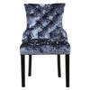 2/4Premium Crushed Velvet Dining Chair Pull Ring Knocker Button Tufted Wing Back