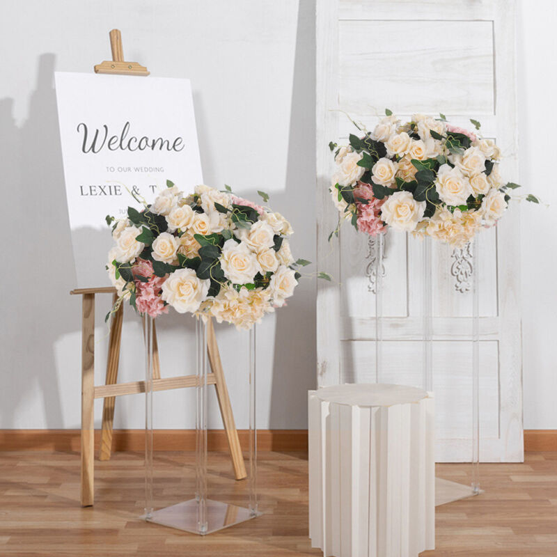 Artificial Rose Hydrangea Flowers Bouquet Leaves Balls Wedding Home Garden Decor