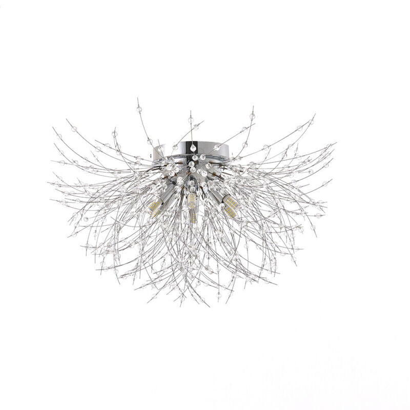 LED Ceiling Light Firework Pendant Vintage Lampshade Chandelier Crystal Droplets