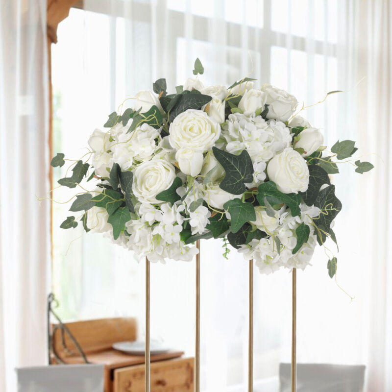 Artificial Rose Hydrangea Flowers Bouquet Leaves Balls Wedding Home Garden Decor
