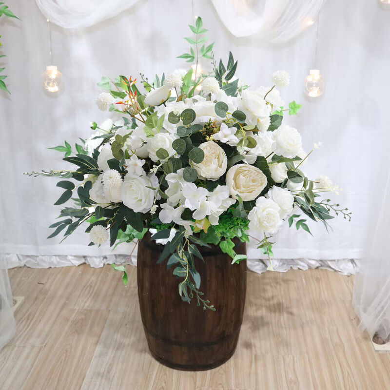 Artificial Rose Hydrangea Flowers Bouquet Leaves Balls Wedding Home Garden Decor