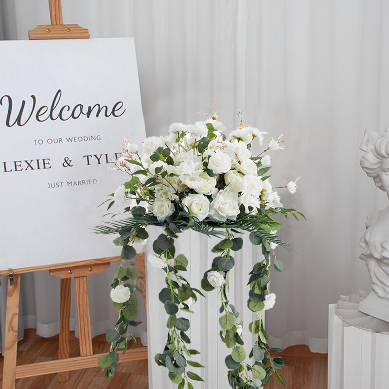 Artificial Rose Hydrangea Flowers Bouquet Leaves Balls Wedding Home Garden Decor