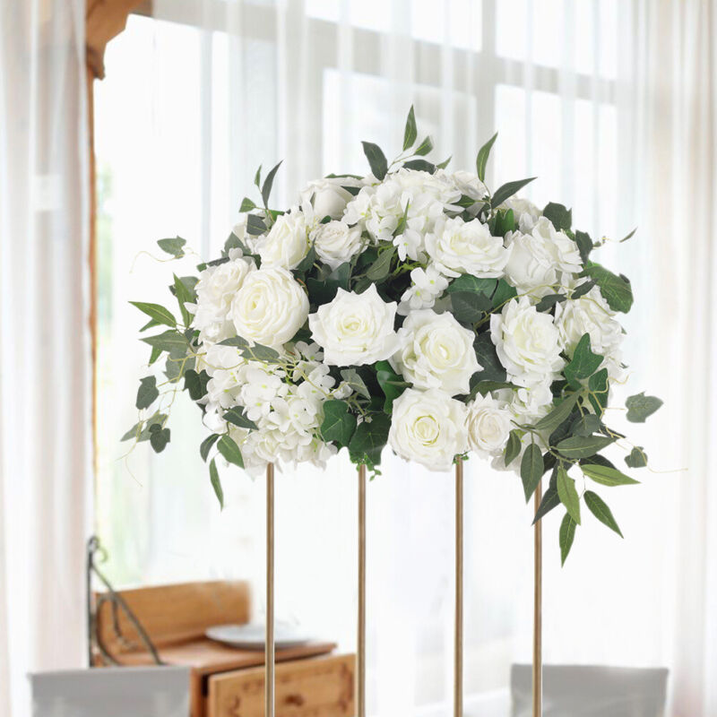 Artificial Rose Hydrangea Flowers Bouquet Leaves Balls Wedding Home Garden Decor