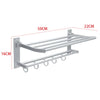 Wall Mounted Towel Rail Foldable Bathroom Towel Holder Shelf Storage Rack Hooks