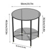 Modern Round 2-Tier Tempered Glass Coffee Table Clear Accent Side Table Storage
