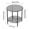 Double Tier Grey Tempered Glass Coffee Table End Side Display Table Night Stand