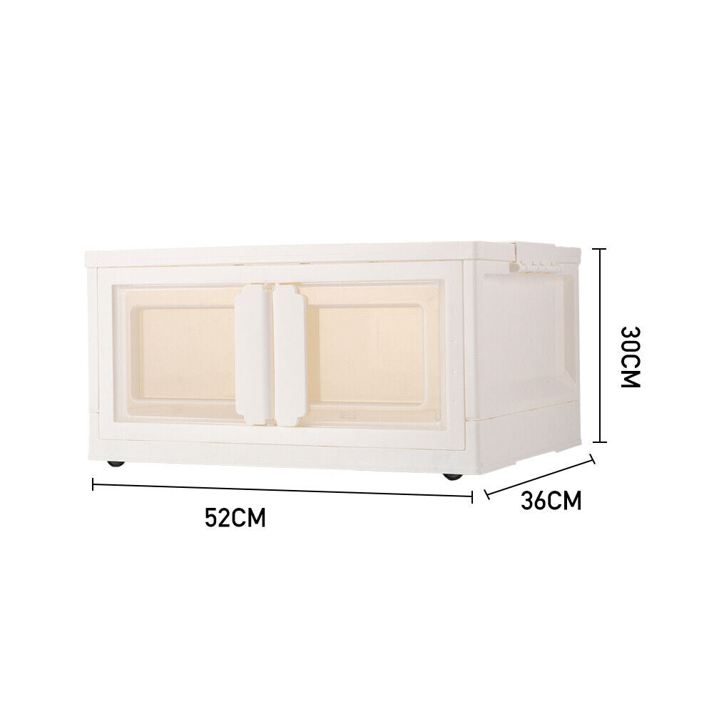 2 Door Stackable Storage Box Mobile Folding Clothes Toys Organizer Case With Lid
