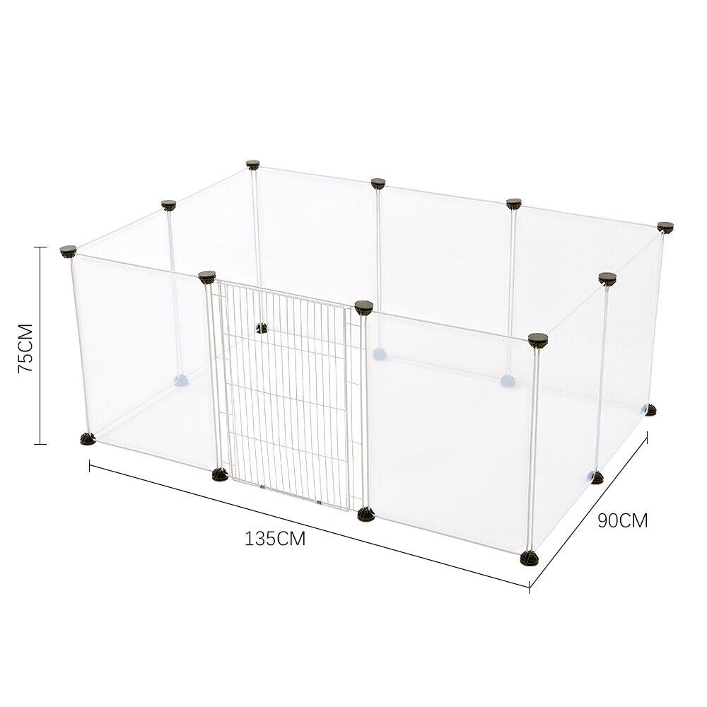 Pet Playpen Fence DIY Playpen Puppy Dog Cat Animal Cage Exercise Metal PP Indoor