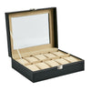 MENS 6 10 12 GRIDS PU LEATHER WATCH DISPLAY CASE COLLECTION STORAGE HOLDER BOX