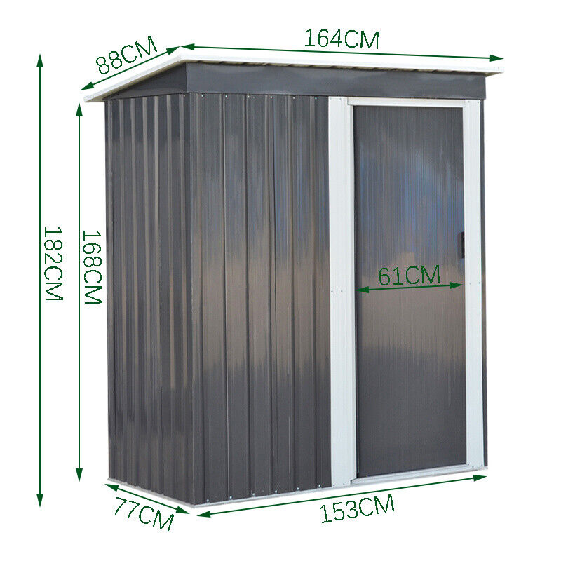 3/6/8/10/12ft Metal Garden Shed Outdoor Storage Steel Heavy Duty +Foundation Kit