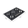 Built In 2/4/5 Burner Black Glass On Gas Wok Burner Hob With Cast Iron Pan Stand