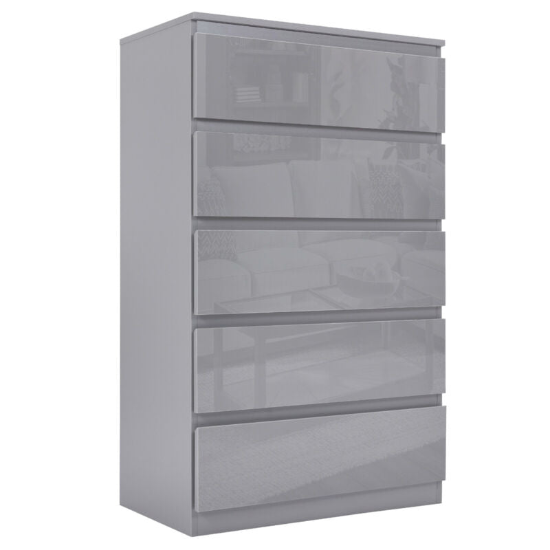 High Gloss Chest of Drawers Tall Wide Bedside Table Cabinet Bedroom Furniture