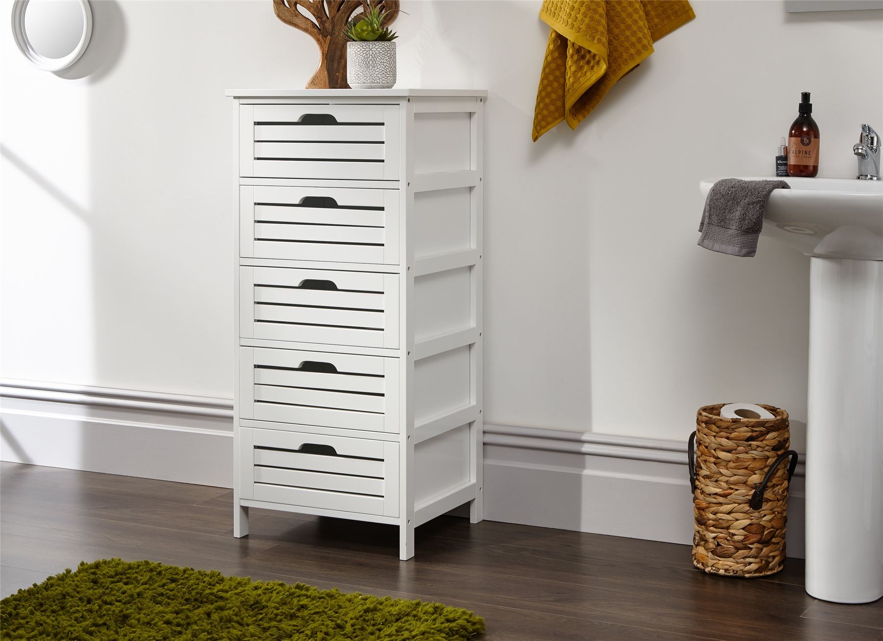 BERGEN RANGE SHOE CABINET DRAWER CUPBOARD BATHROOM SHELVING STORAGE UNIT WHITE