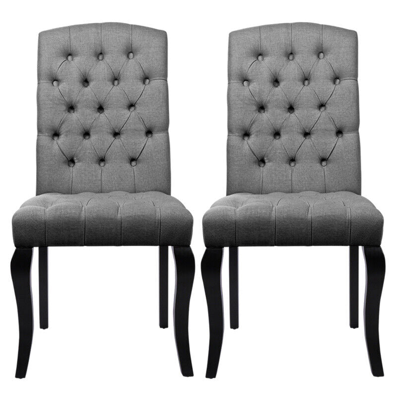 High Back Knocker Ring 2/4X Dining Chair Fabric/PU Leather Buttoned Side Chairs