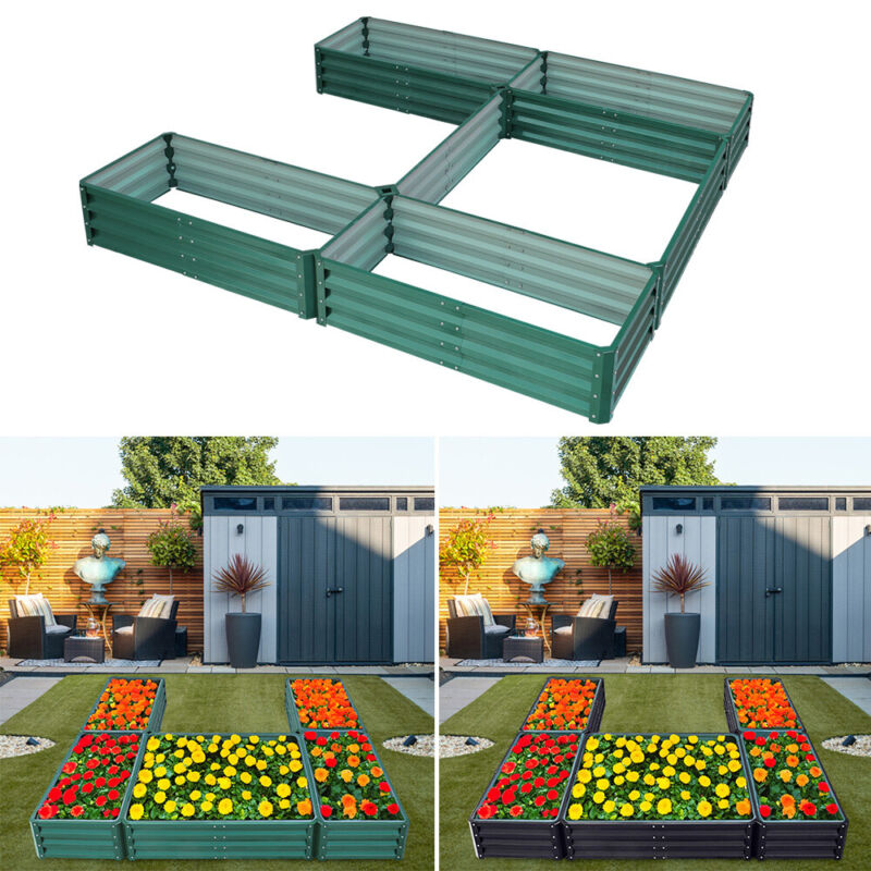 Galvanized Steel Raised Garden Bed Metal Patio Backyard Flower Vegetable Planter