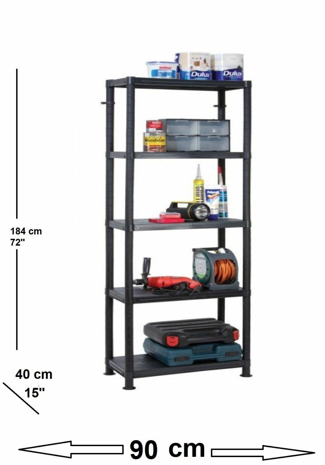 PLASTIC SHELVING SHELVE SHELF RACKING RACK ORGANISER HEAVY DUTY 3, 4, 5 TIER