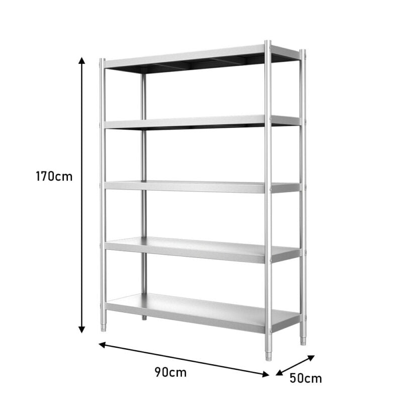 Stainless Steel 4/5 Tier Kitchen Storage Rack Commercial Garage Workshop Shelves
