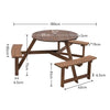 Garden Cafe Bistro Table Benches Set Wooden Round Table 6/8 Seater Furniture