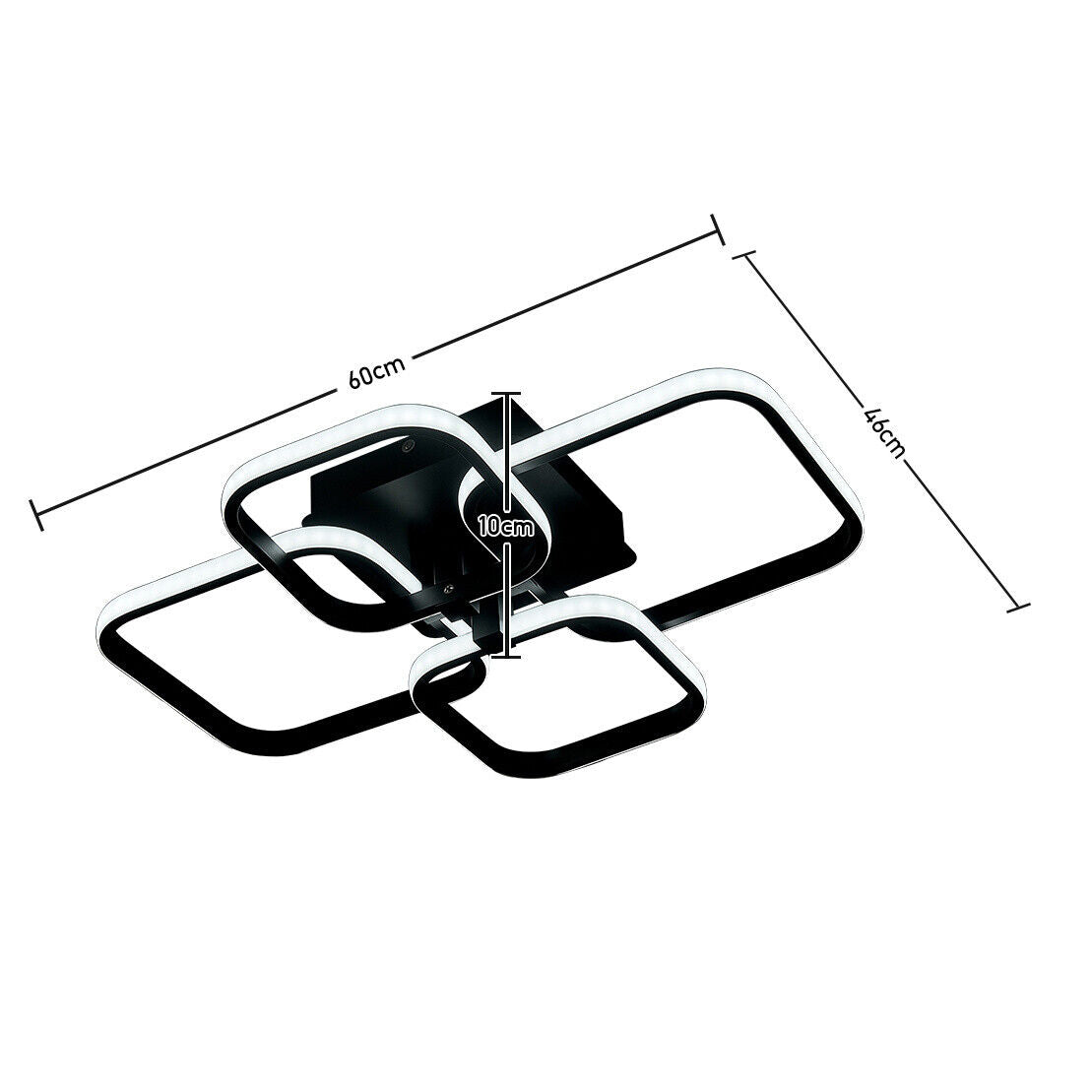 LED Ceiling Light Aluminum Square Lamp Chandelier Fixture White Black Gold Frame