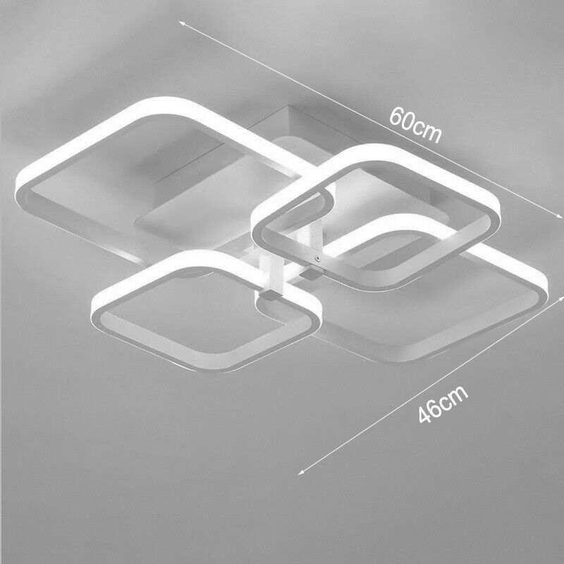 LED Ceiling Light Aluminum Square Lamp Chandelier Fixture White Black Gold Frame