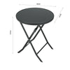 Indoor Outdoor Folding Table Glass Top Iron Frame Garden Bistro Table 60/80cm