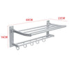 Wall Mounted Towel Rail Foldable Bathroom Towel Holder Shelf Storage Rack Hooks
