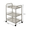 Kitchen Service Cart Trolley 3-Tier Rolling Utility Stainless Steel Frame Silver